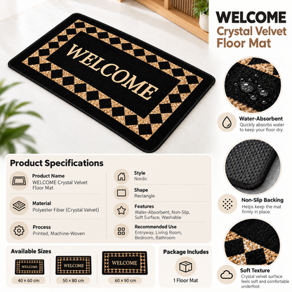 Soft Crystal Velvet Indoor Entryway Rug