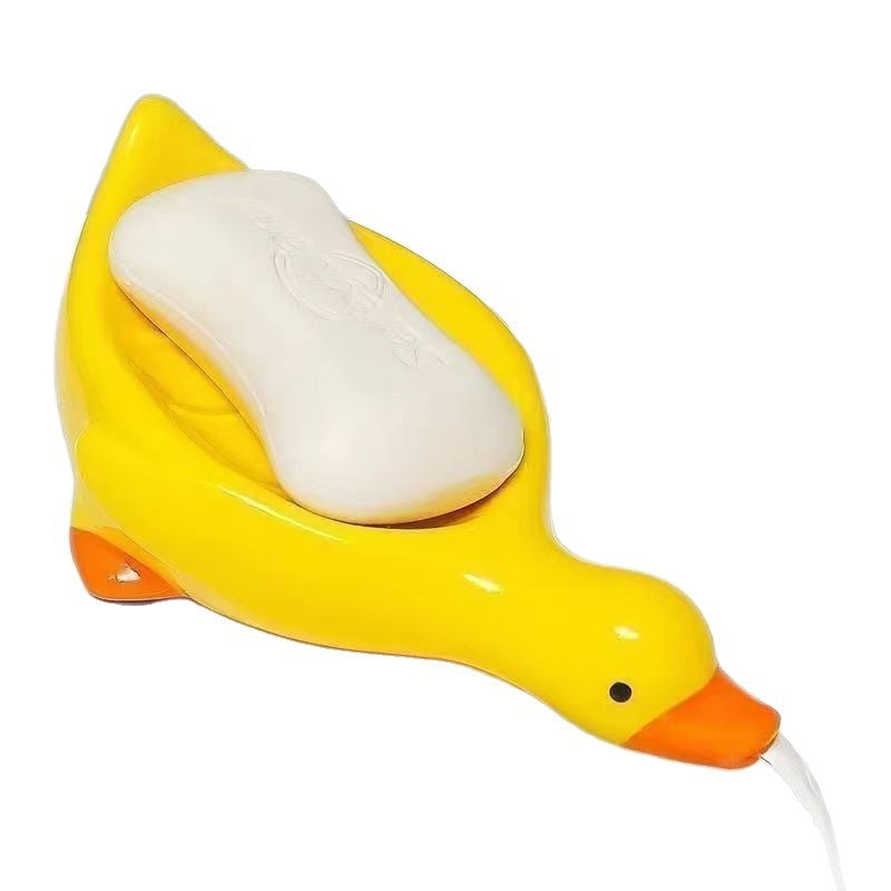 Cute Duck-Shaped Self-Draining Soap Dish with Suction Cup – Bathroom & Kitchen Soap Holder