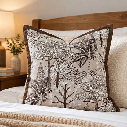Vintage Botanical Embroidered Throw Pillow Cover