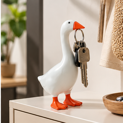 Cute Duck-Shaped Magnetic Key Holder, Decorative Resin Key Organizer for Entryway