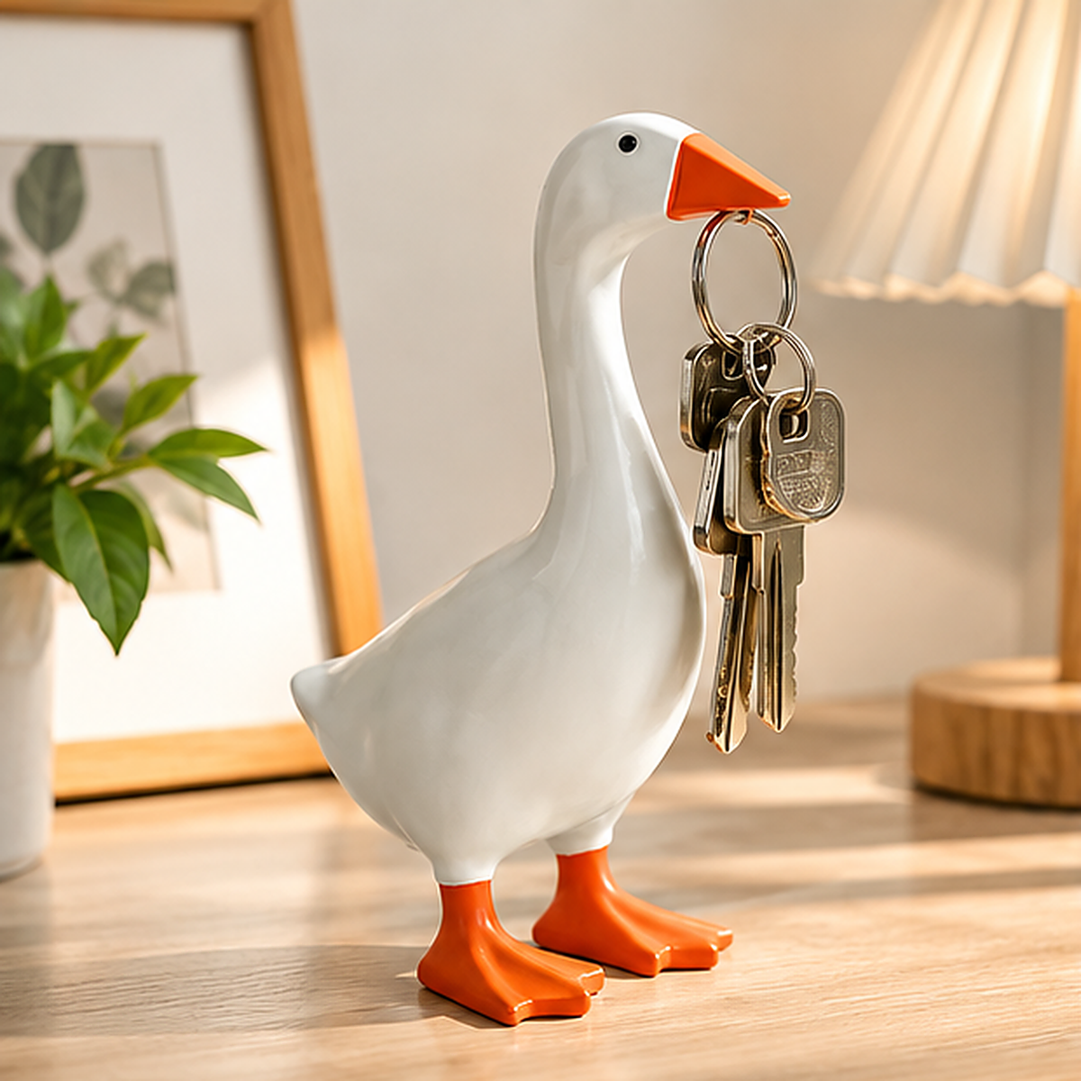 Cute Duck-Shaped Magnetic Key Holder, Decorative Resin Key Organizer for Entryway