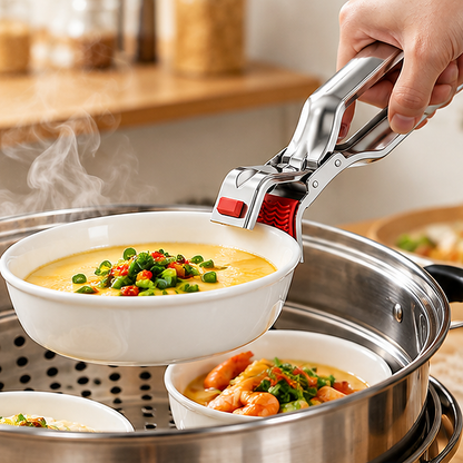 Stainless Steel Anti-Scald Bowl Gripper with Non-Slip Silicone Tips